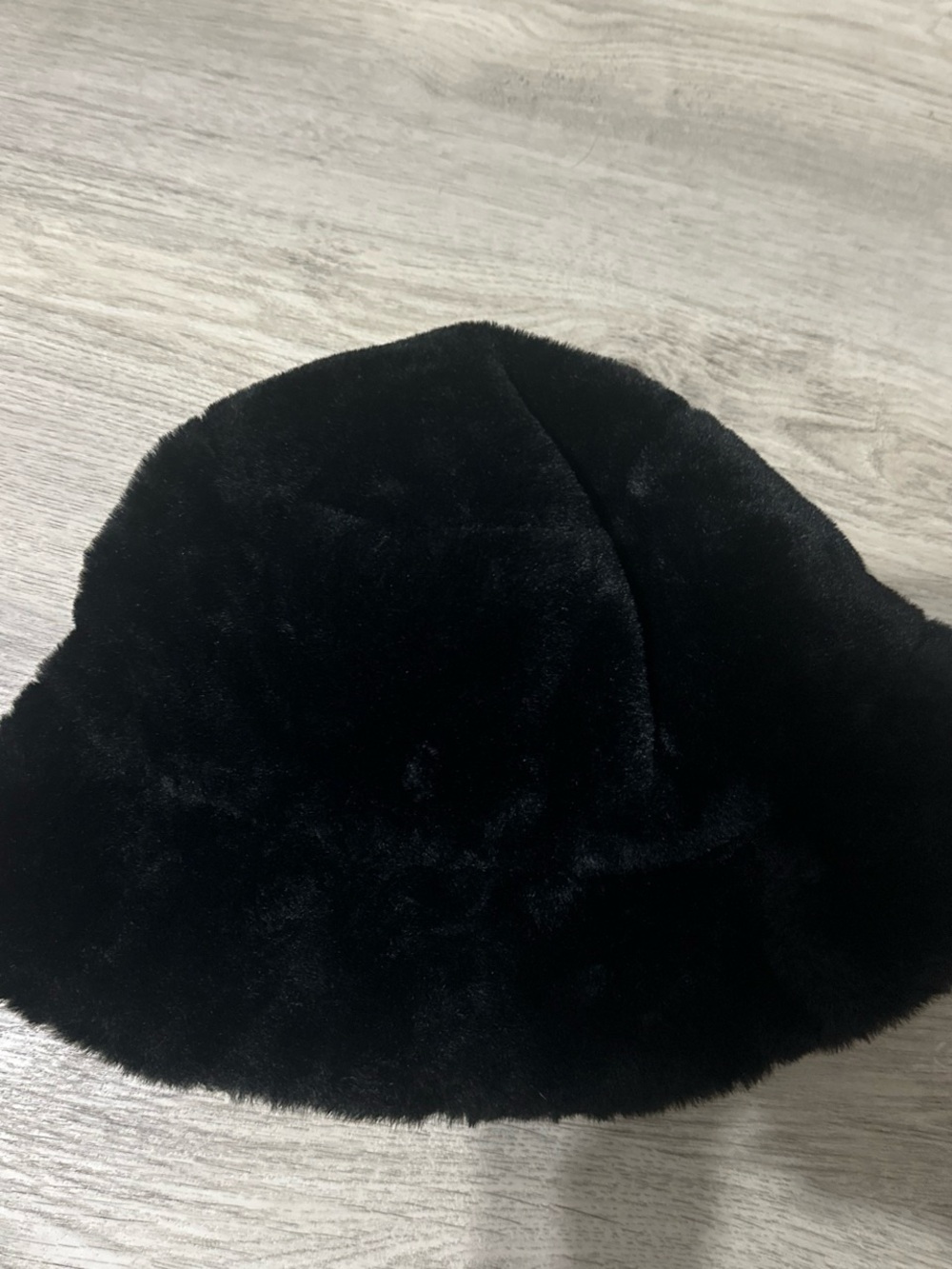 Black Faux Fur Bucket Hat